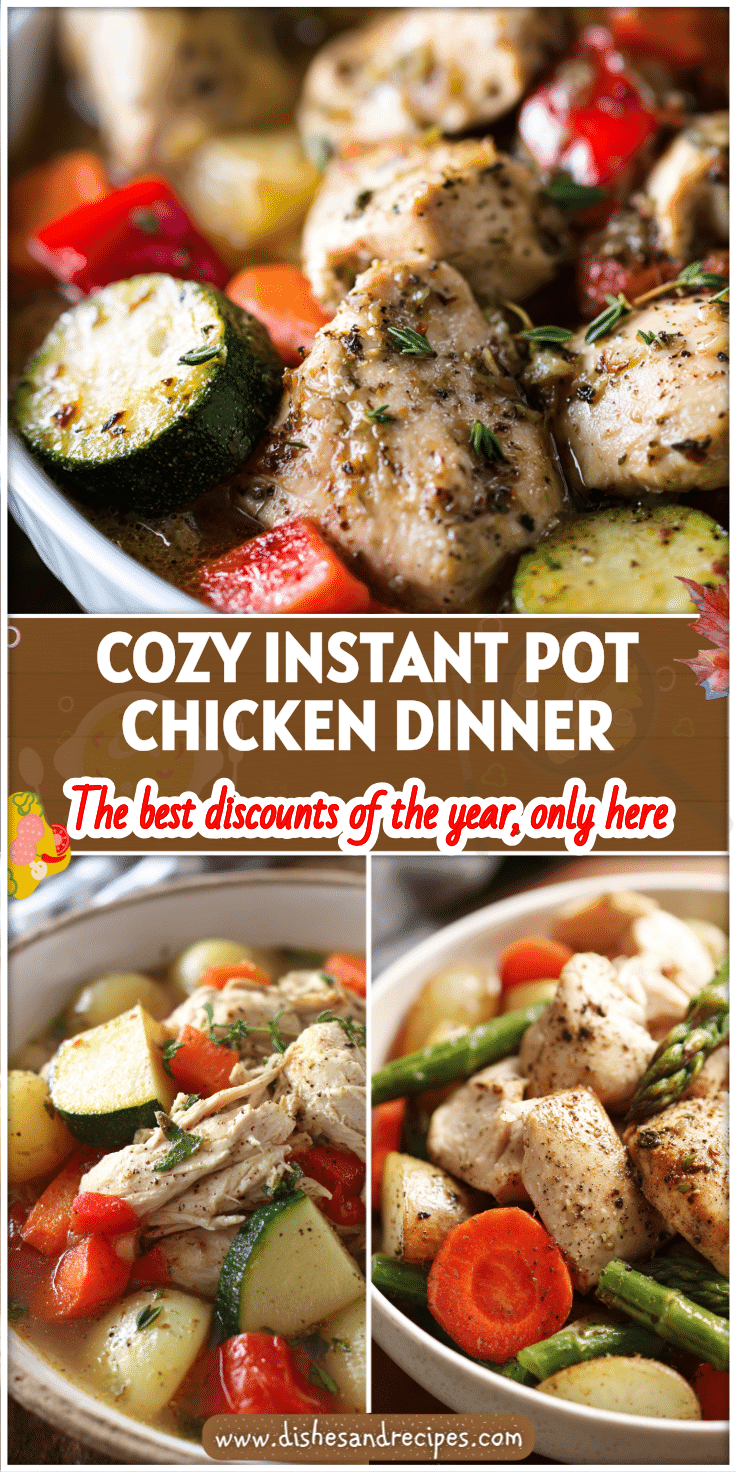 Bowl of homestyle Instant Pot chicken and vegetables served as a comforting healthy dinner.